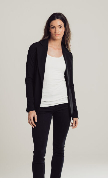 Black Tapered Leg Stretch Trousers