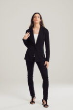 Black Tapered Leg Stretch Trousers - Image 4