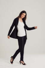 Black Tapered Leg Stretch Trousers - Image 3