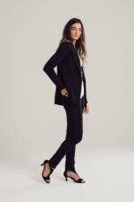 Black Tapered Leg Stretch Trousers - Image 2