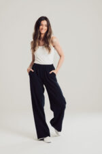 Navy Wide Leg Trousers