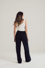 Navy Wide Leg Trousers - Image 3