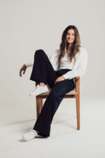 Navy Wide Leg Trousers - Image 4